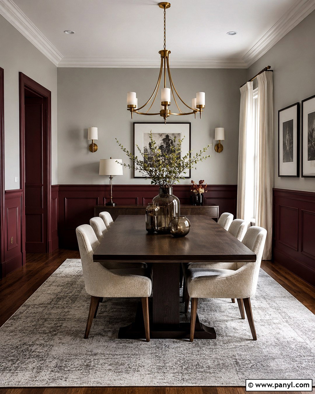 Burgundy And Pale Gray Wall Color Combination - 20 Interior Wall Color Combination Ideas