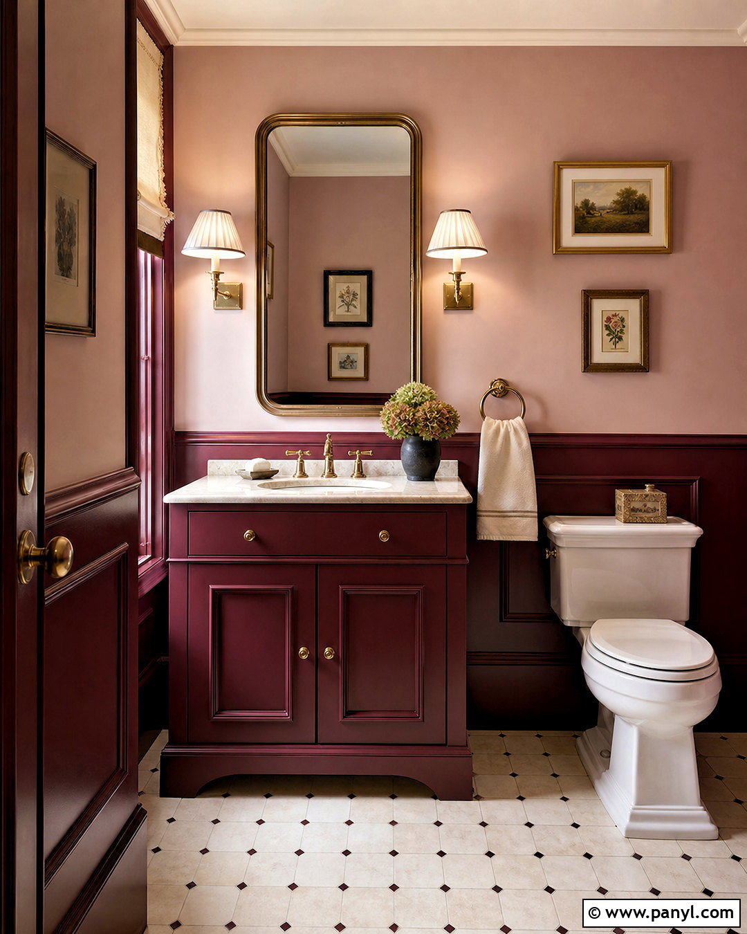 Burgundy And Pale Pink Bathroom Walls - 20 two tone bathroom walls