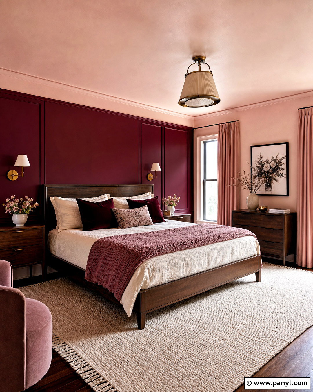 Burgundy And Pale Pink Bedroom Walls - 20 two color bedroom walls