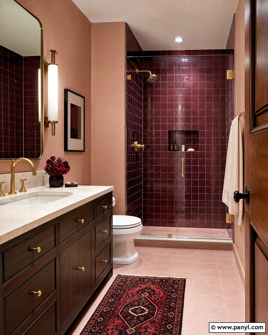 Burgundy And Pink Bathroom Tile Combination - 20 tiles combination for bathroom ideas
