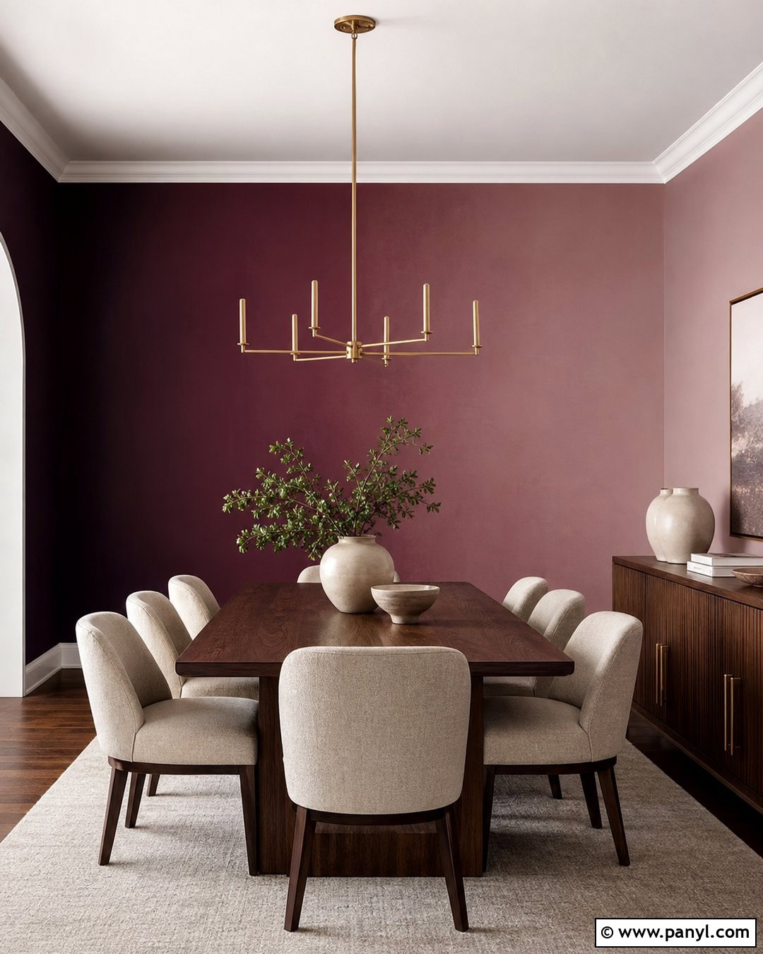 Burgundy And Plum Ombre Accent Wall Dining Room - 25 Ombre Accent Wall Ideas