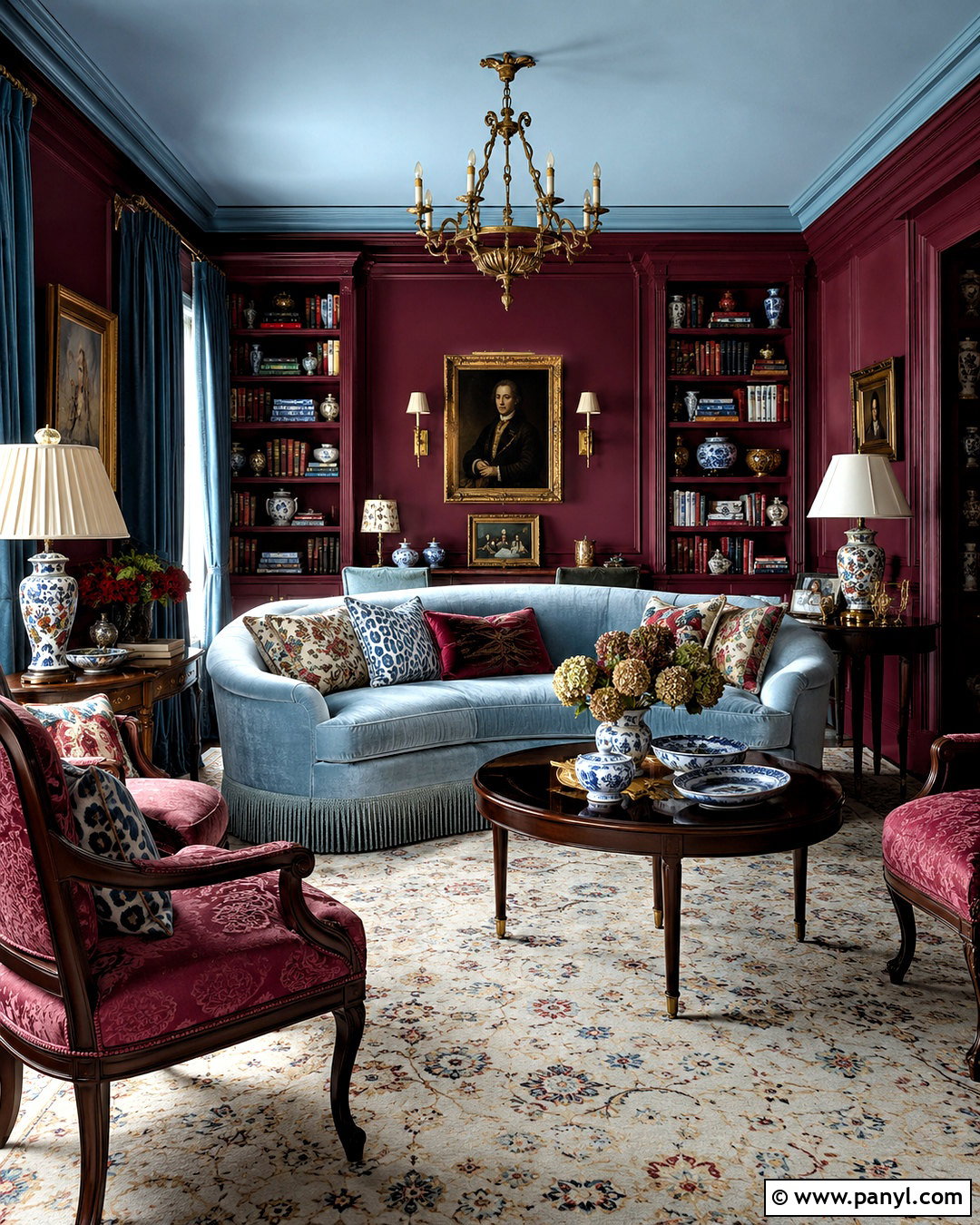 Burgundy And Powder Blue Maximalist Color Palette - 20 maximalist color palette ideas