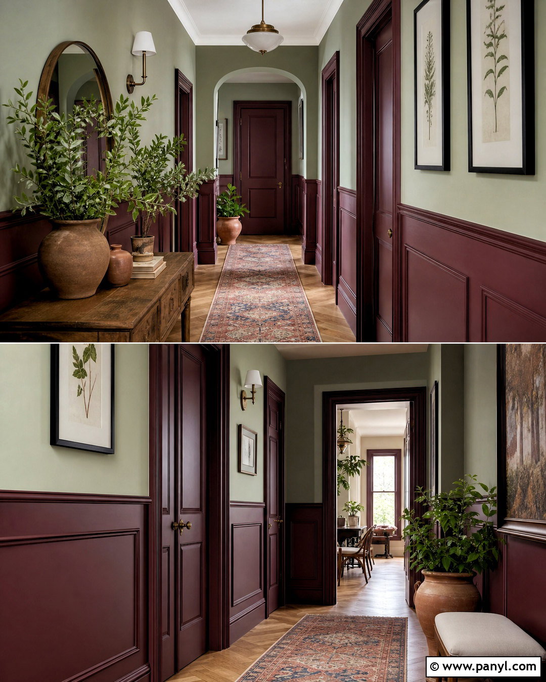 Burgundy And Sage Green Hallway - 20 burgundy hallway ideas