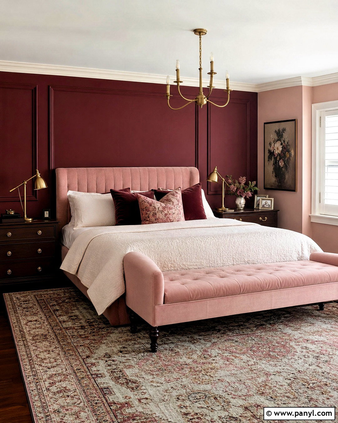 Burgundy And Soft Pink Bedroom Walls - 20 two colour combination for bedroom walls