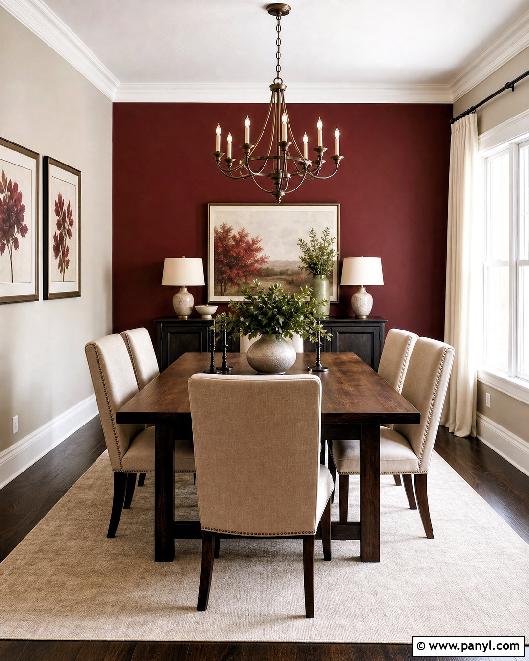 Burgundy And Soft Taupe Walls - 20 best colour combinations for walls