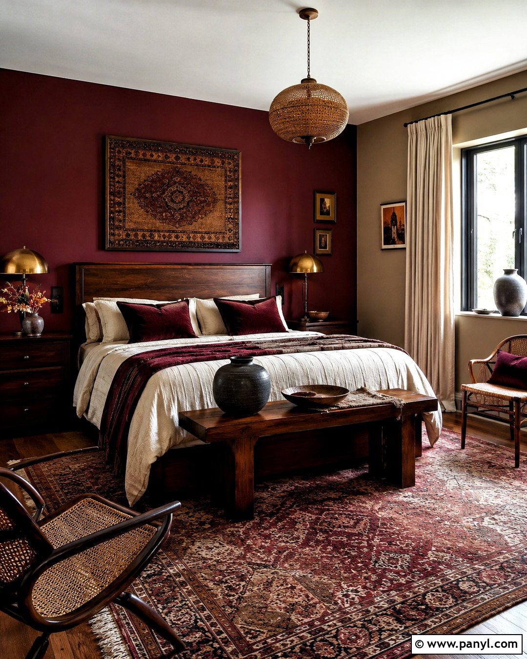Burgundy And Taupe Boho Bedroom - 20 boho bedroom color palettes