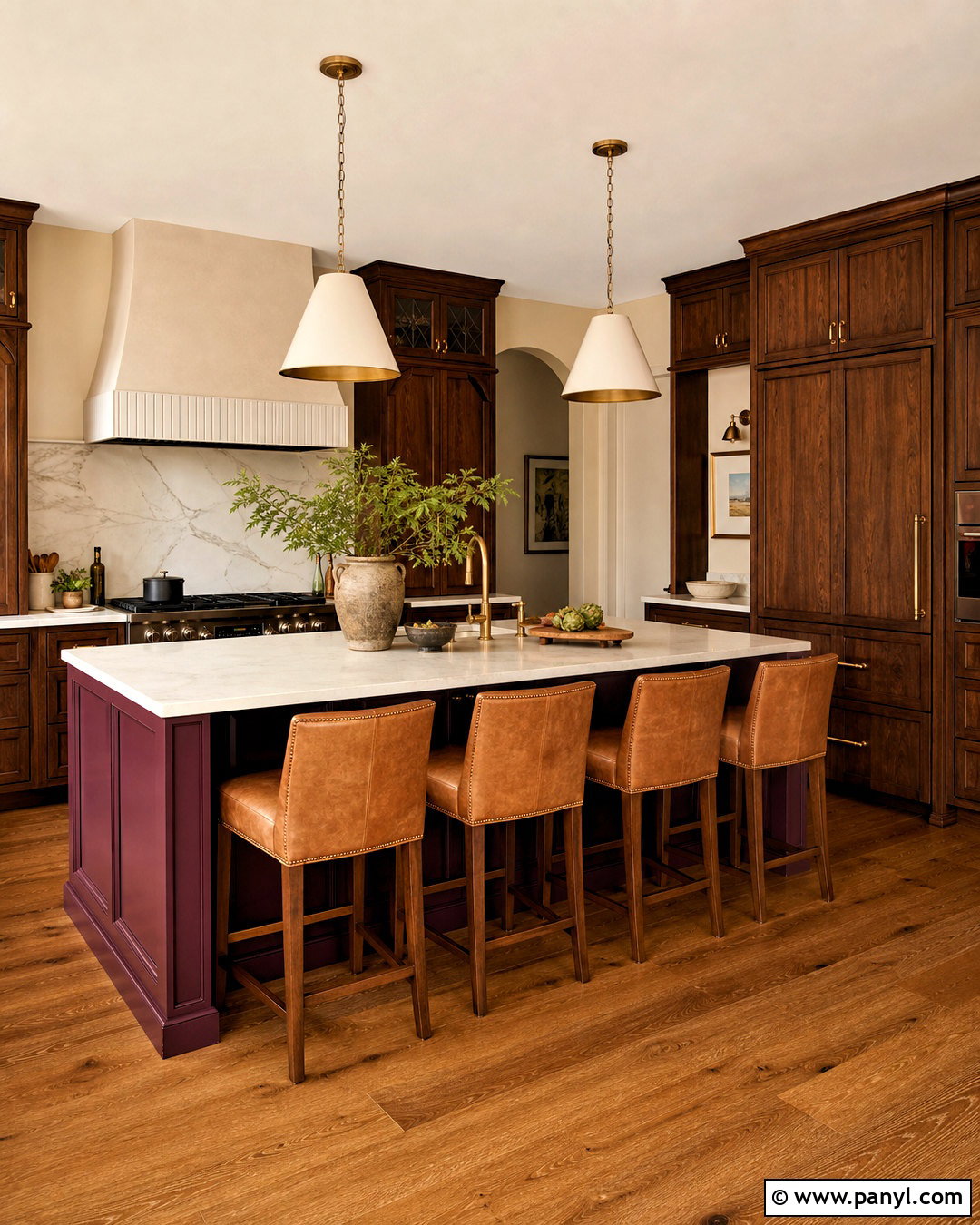 Burgundy And Walnut Kitchen - 20 warm toned kitchen ideas