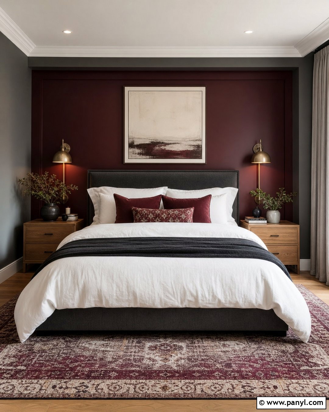 Burgundy And Warm Grey Bedroom Walls - 20 Red And Grey Walls