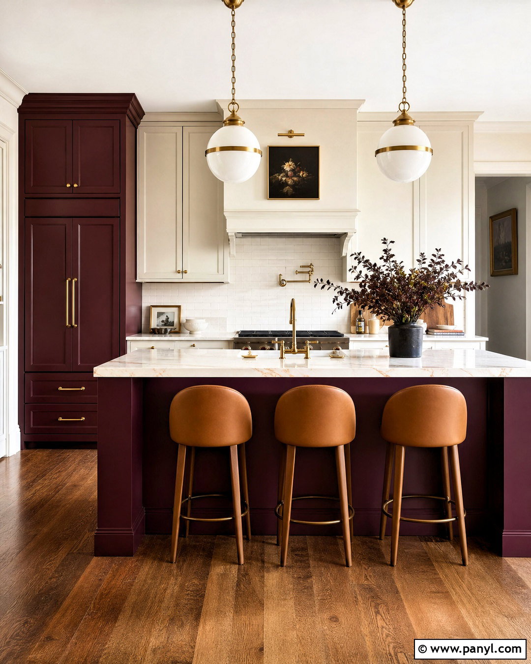 Burgundy And Warm White Kitchen Color Scheme - 20 kitchen ideas color schemes