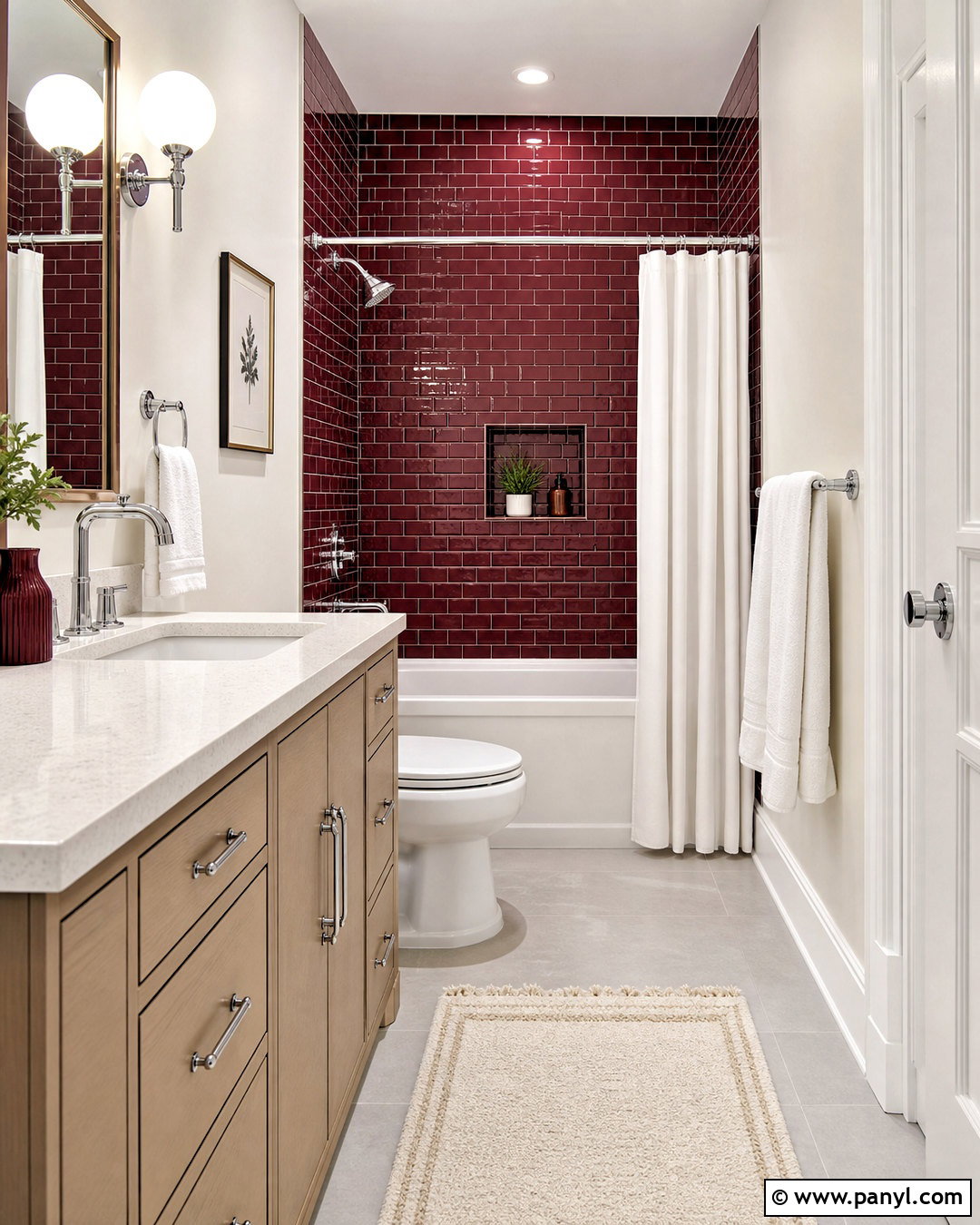 Burgundy And White Bathroom - 20 burgundy bathroom ideas