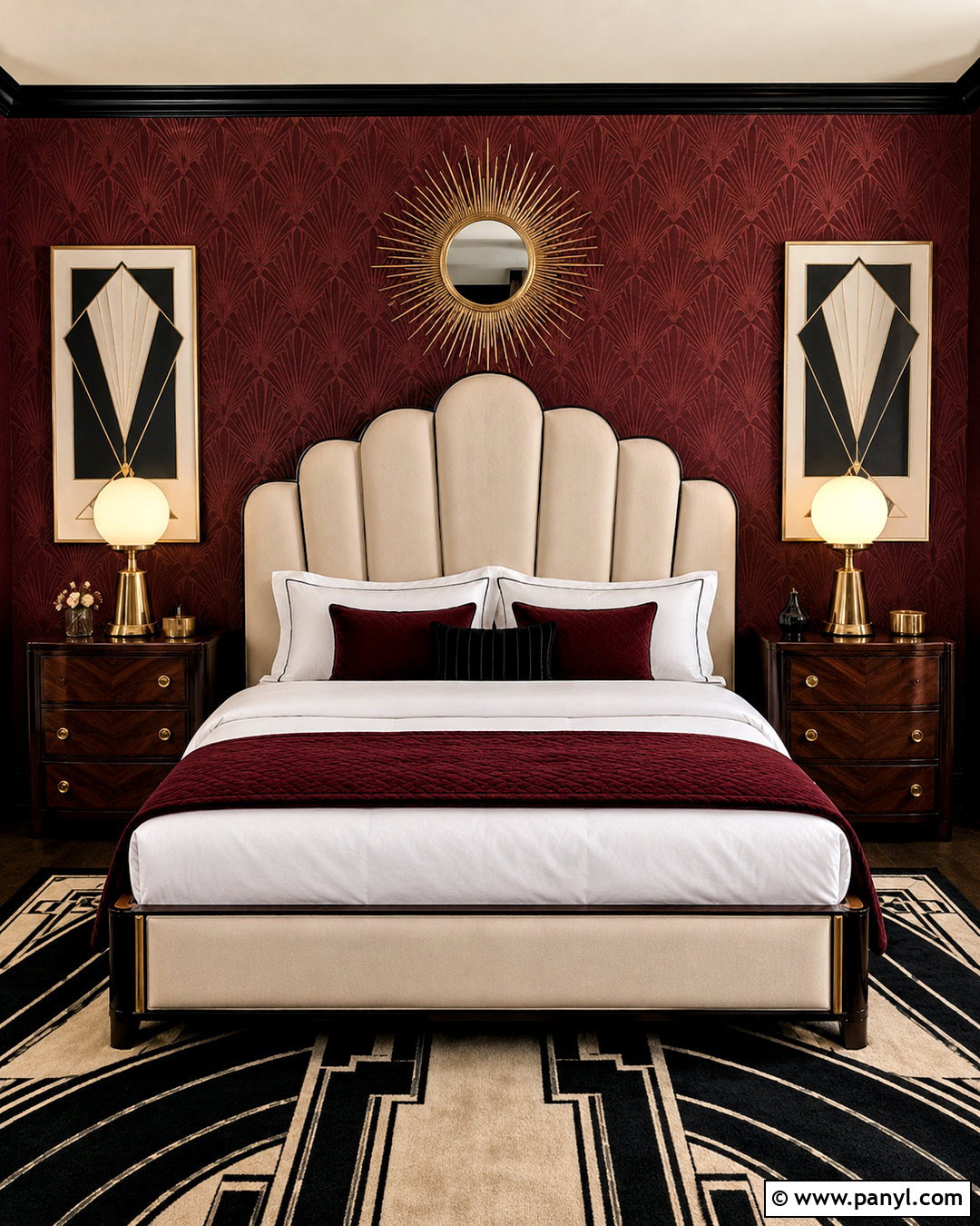 Burgundy Art Deco Bedroom - 20 burgundy room ideas bedrooms