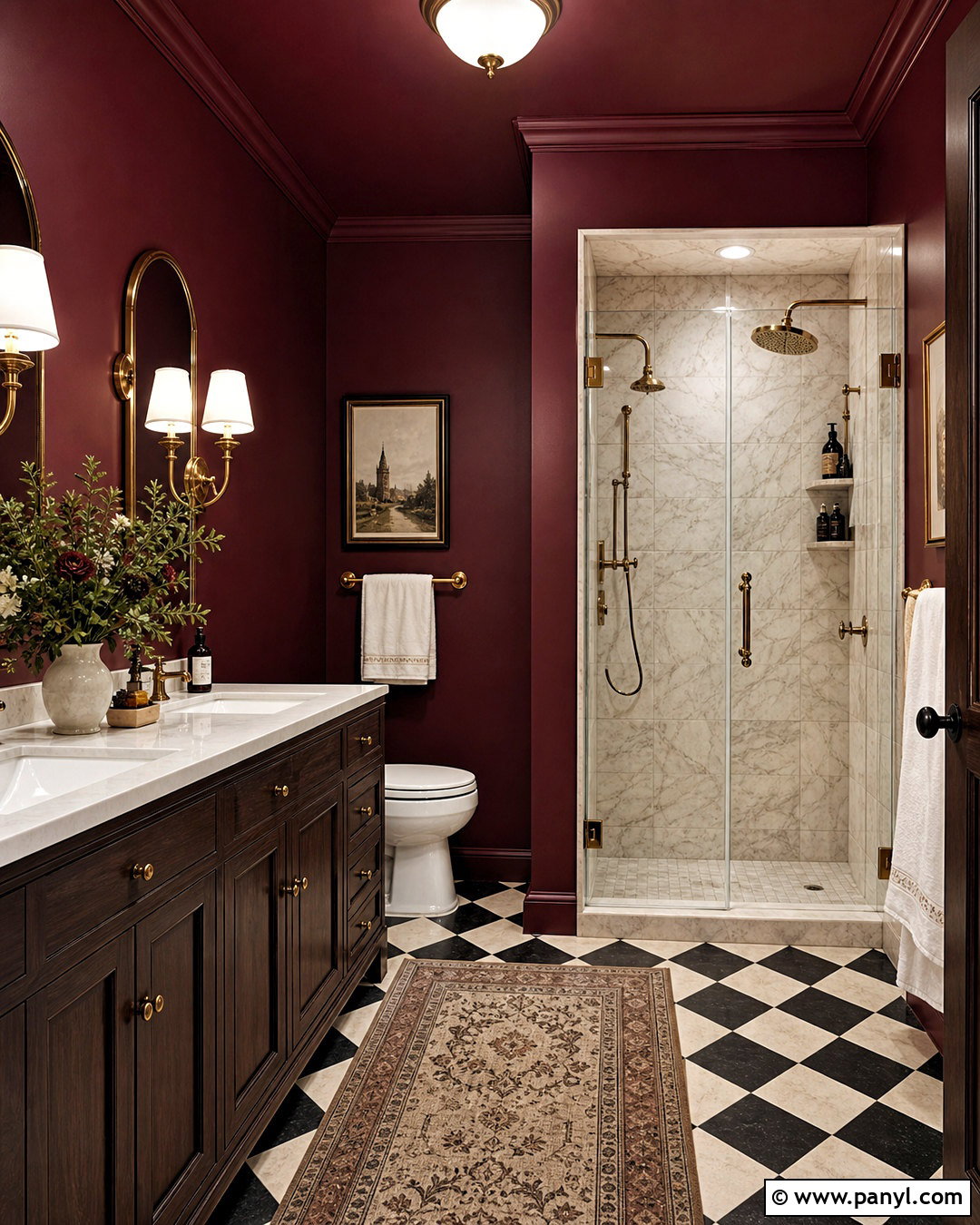 Burgundy Bathroom - 20 dark color bathroom ideas