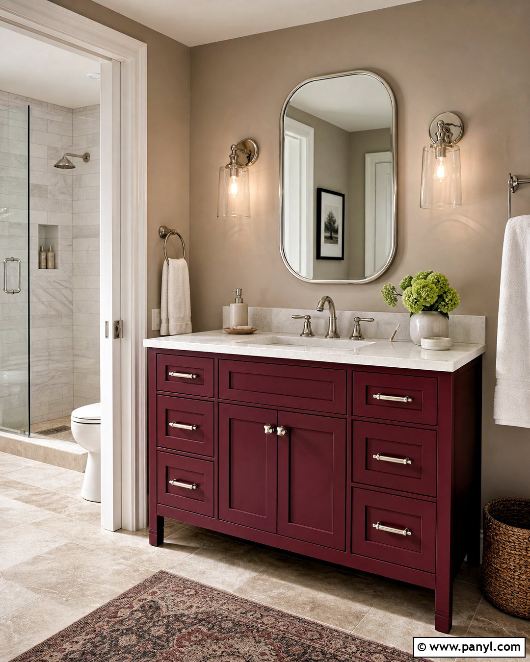 Burgundy Bathroom Vanity - 20 burgundy bathroom ideas
