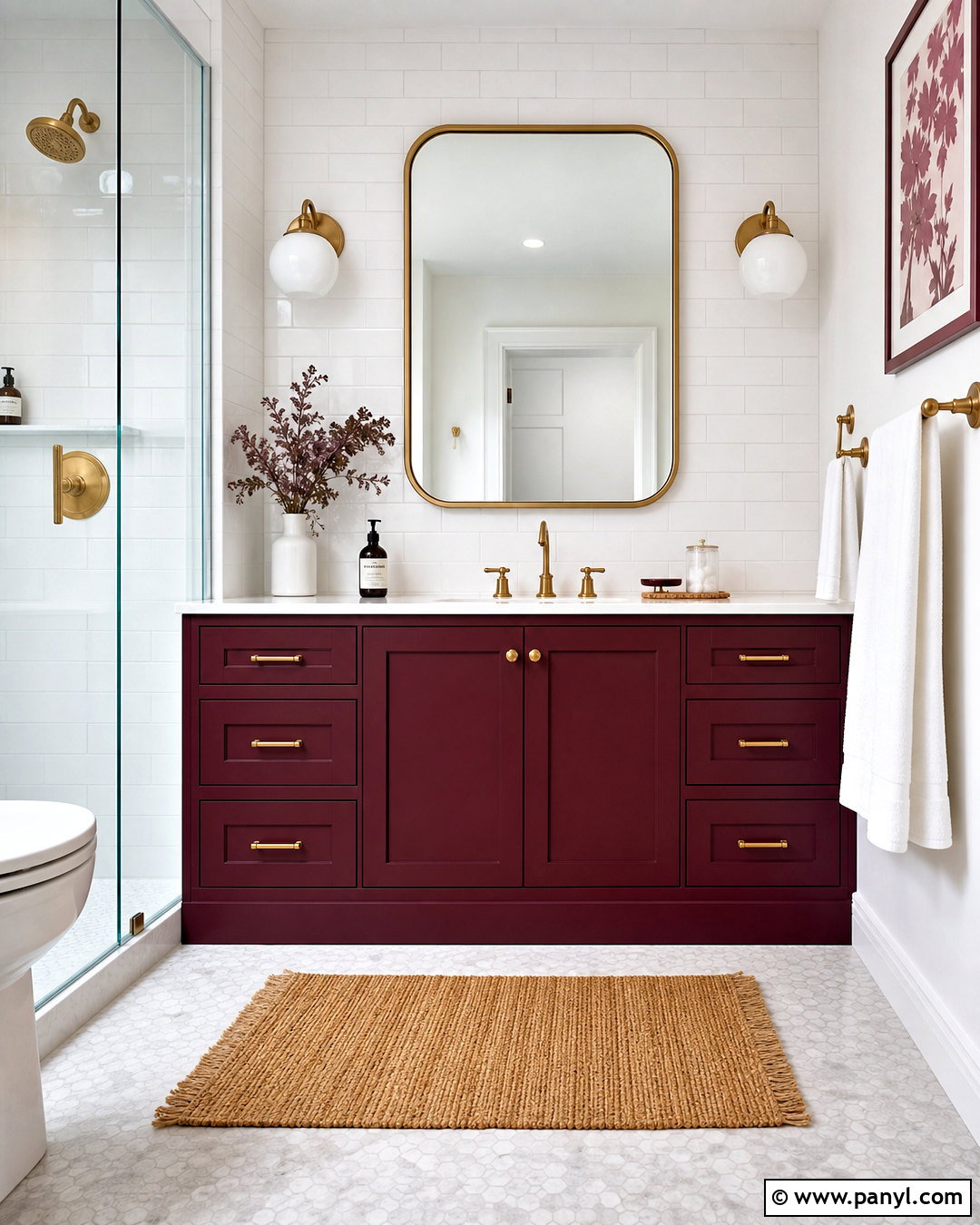 Burgundy Bathroom Vanity With White Tile - 20 burgundy interior design ideas