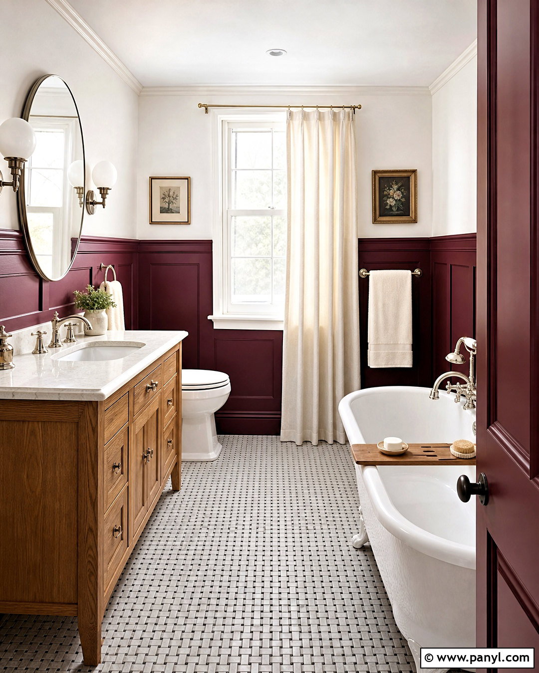 Burgundy Bathroom Wainscoting - 20 burgundy bathroom ideas