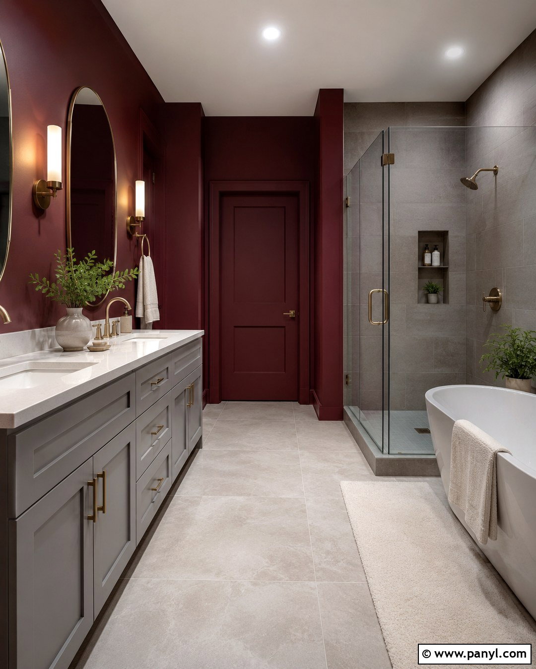 Burgundy Bathroom Wall With Grey Tile - 20 burgundy and grey walls