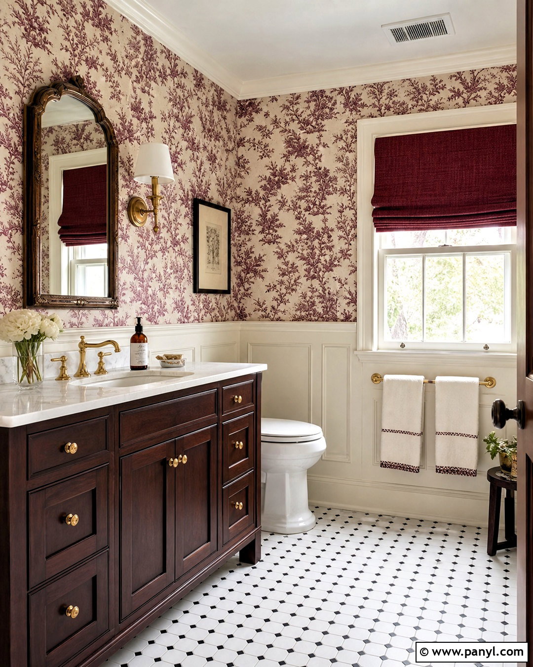 Burgundy Bathroom Wallpaper - 20 burgundy bathroom ideas