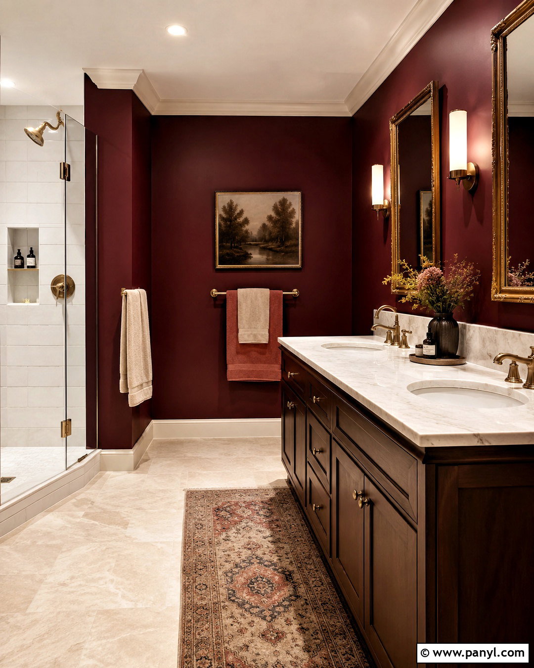 Burgundy Bathroom Walls - 40 bathroom wall color ideas