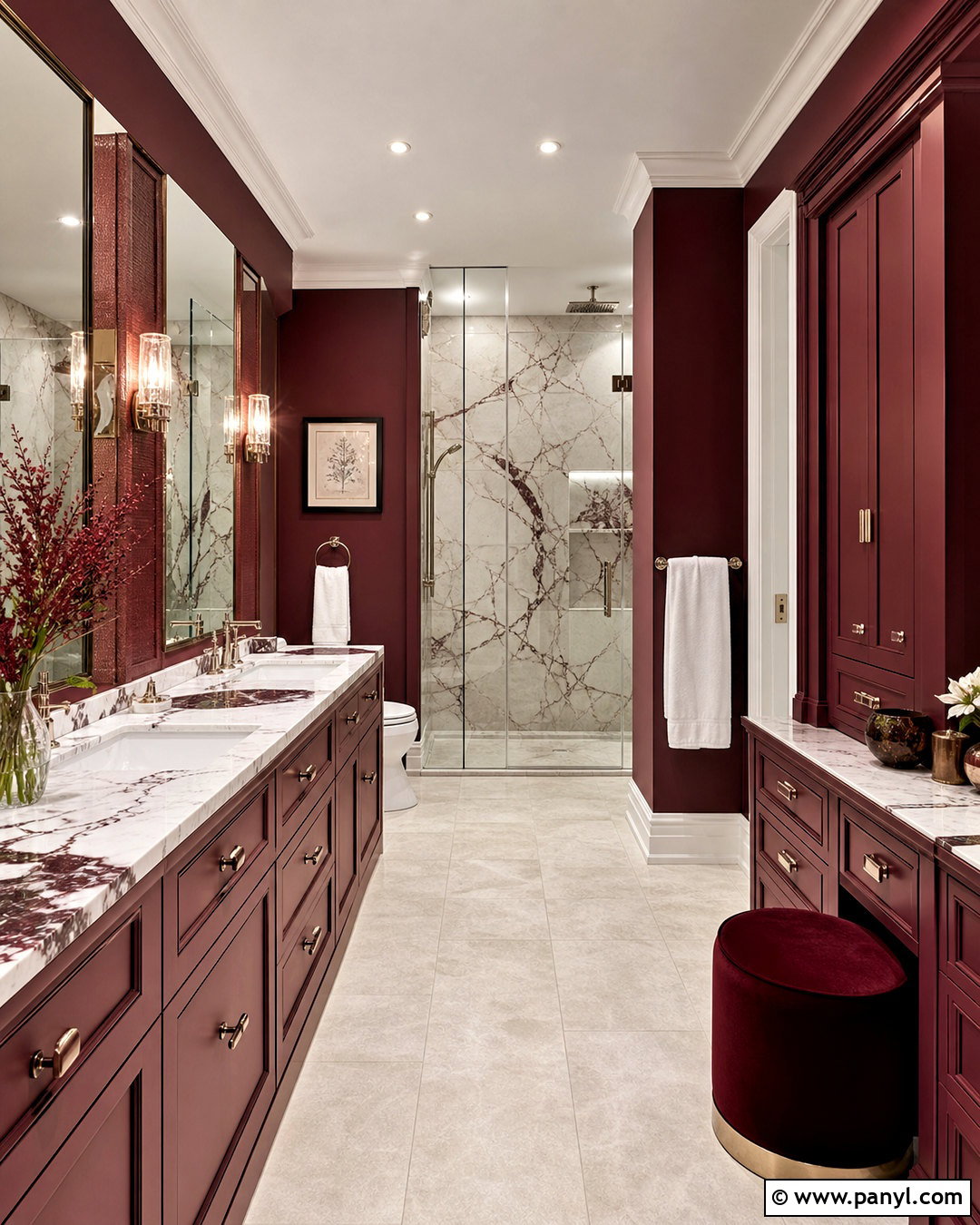 Burgundy Bathroom With Marble - 20 burgundy bathroom ideas