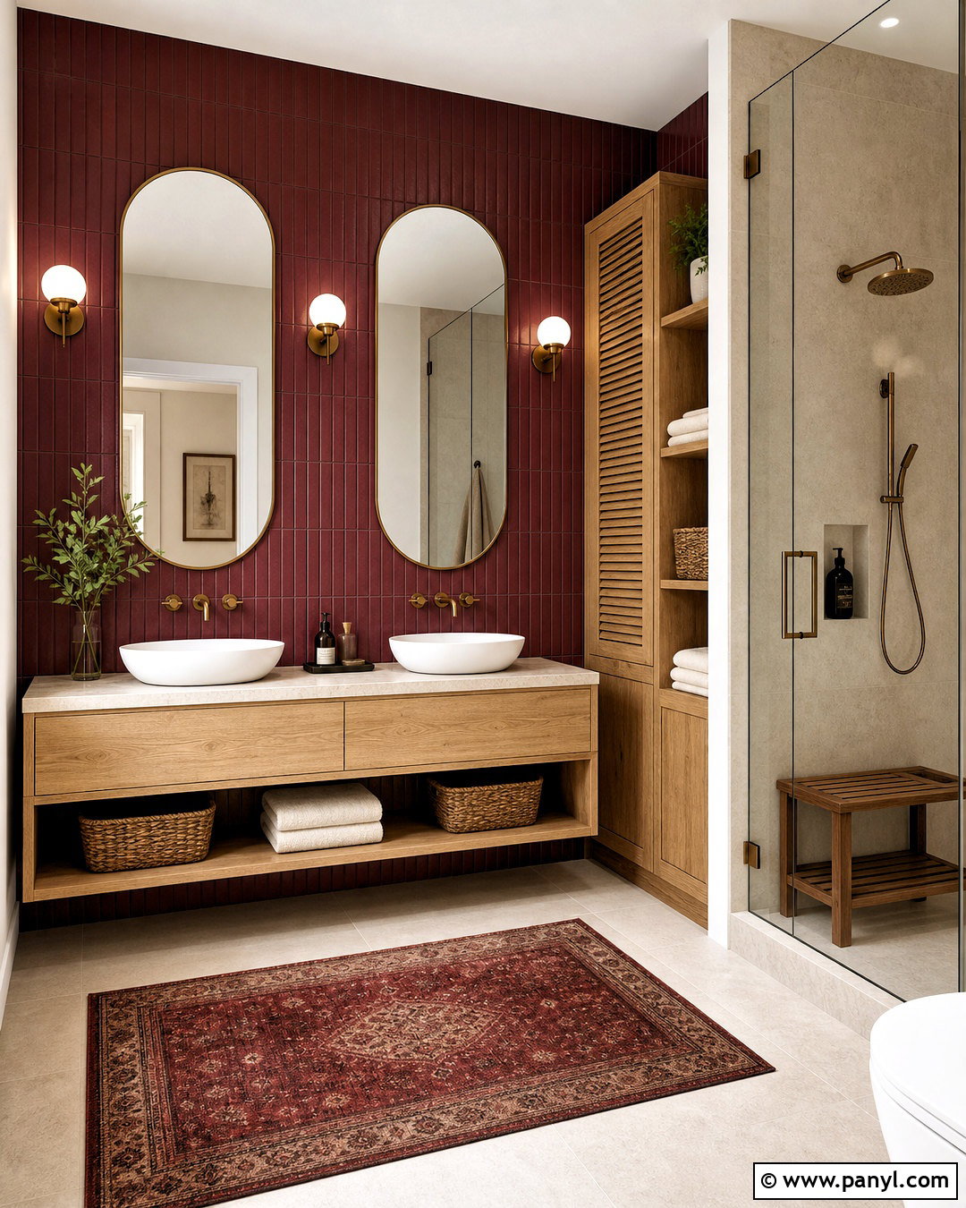 Burgundy Bathroom With Wood - 20 burgundy bathroom ideas