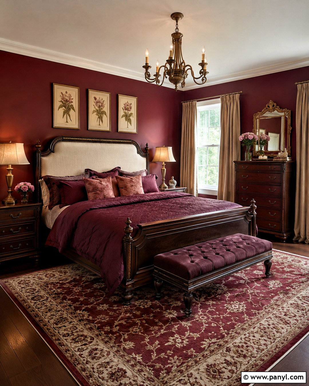 Burgundy Bedroom - 20 dark and moody bedroom ideas