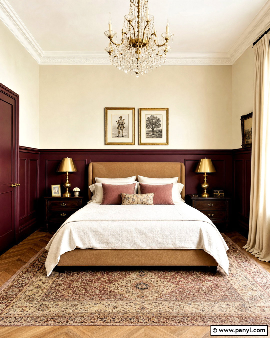 Burgundy Bedroom Wall With Half Wall Molding - 20 royal paint wall design for bedroom ideas