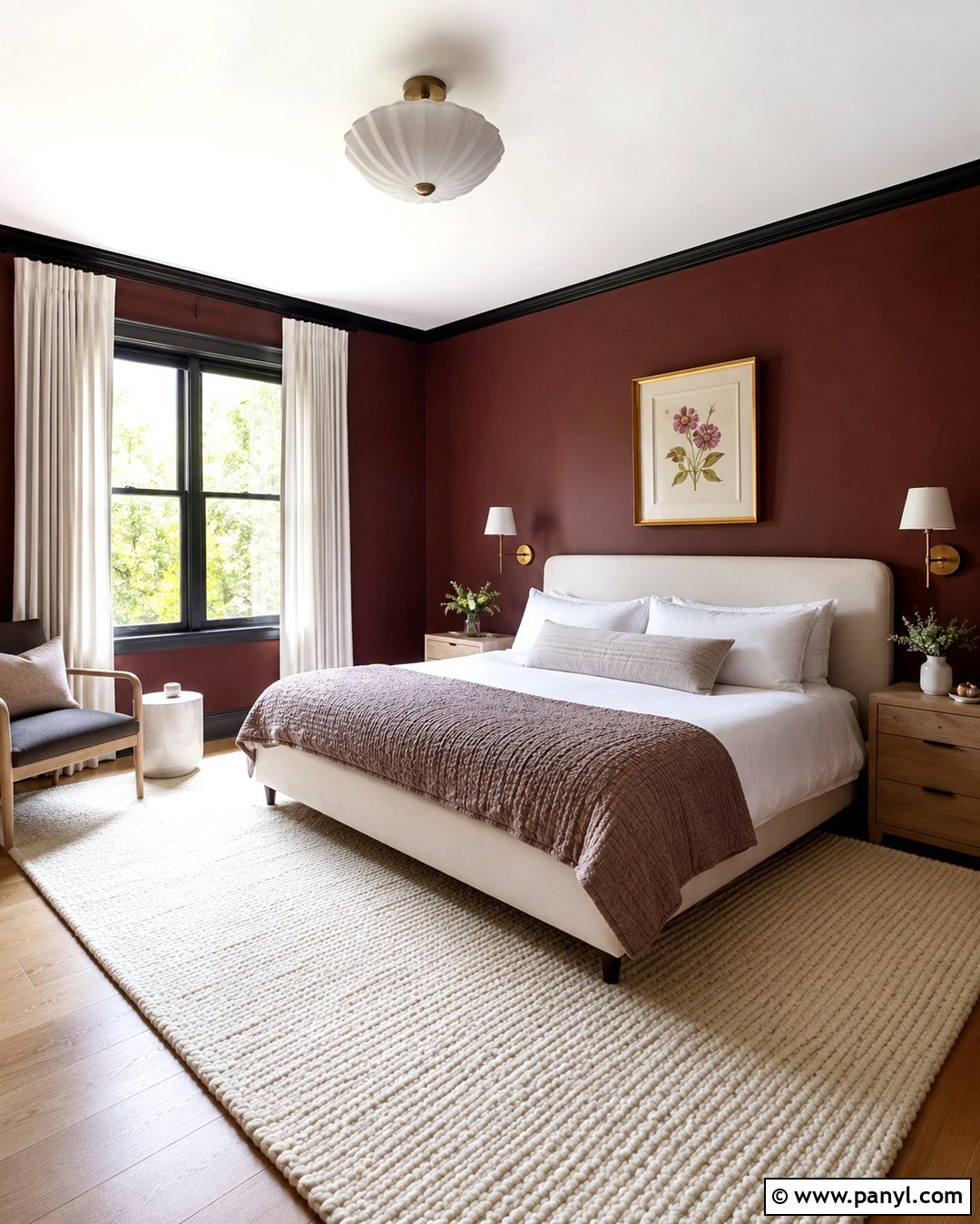 Burgundy Bedroom With Black Trim - 20 Burgundy Walls With Black Trim Ideas