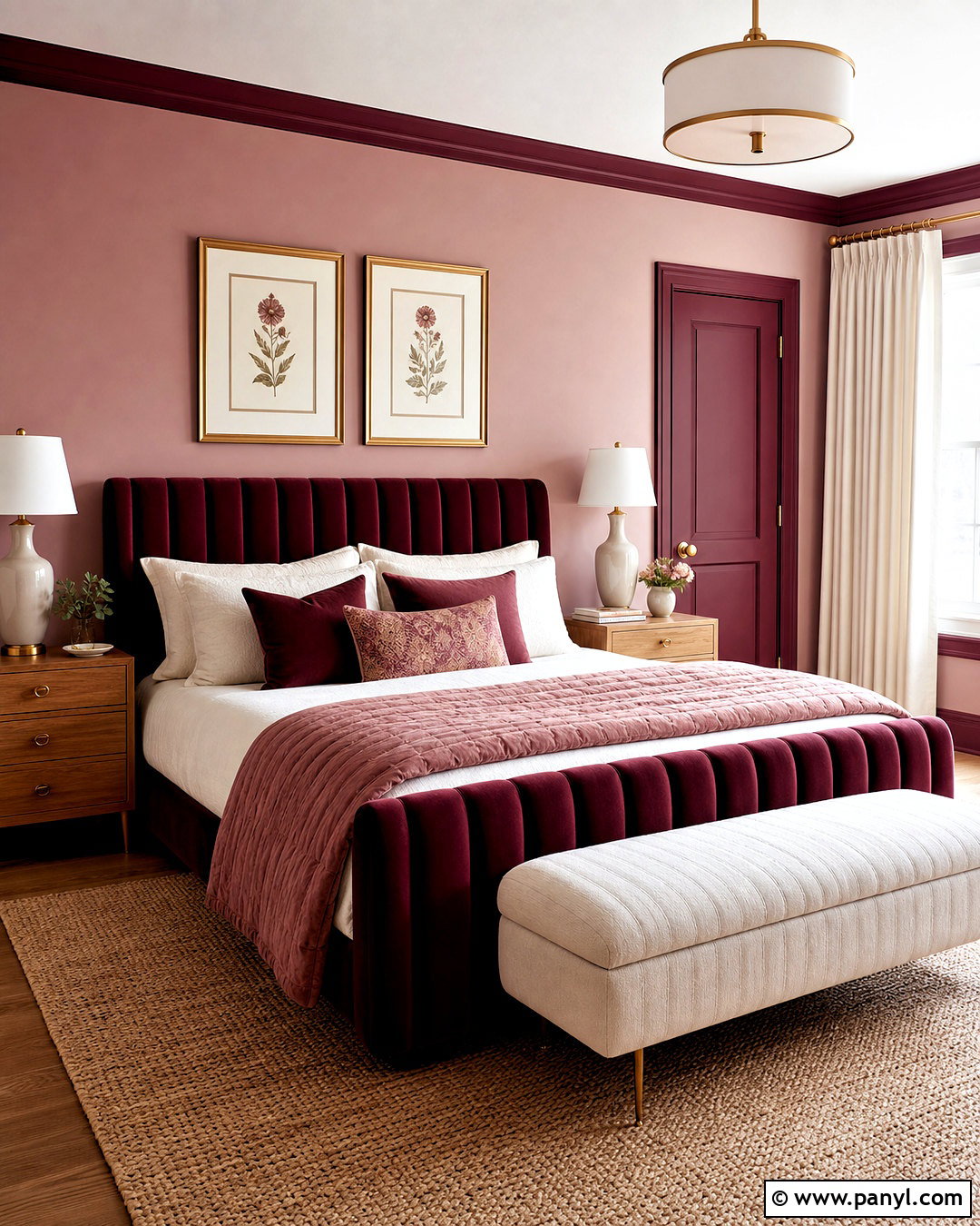 Burgundy Bedroom With Blush Pink - 20 burgundy interior design ideas