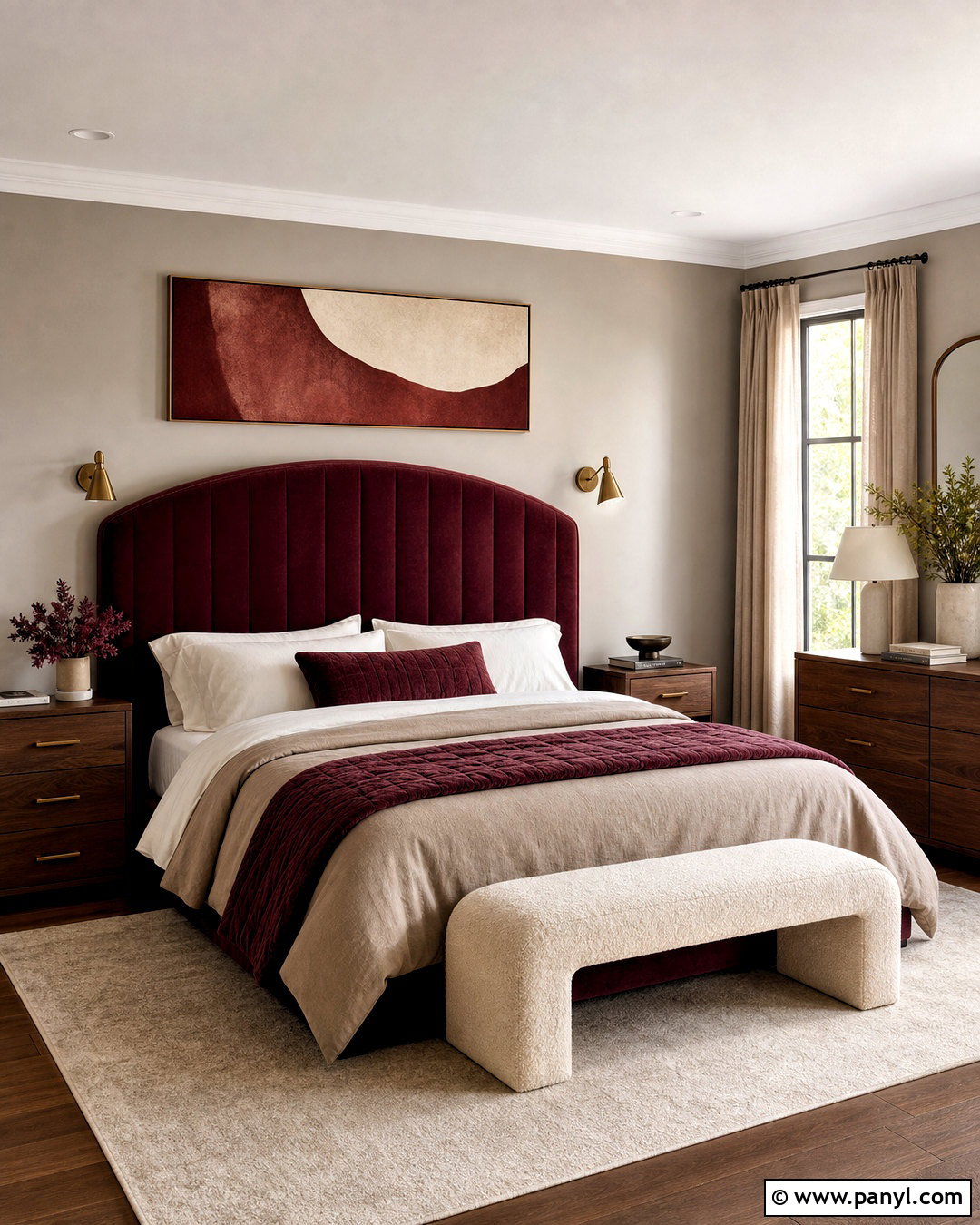 Burgundy Bedroom With Velvet Headboard - 20 burgundy interior design ideas