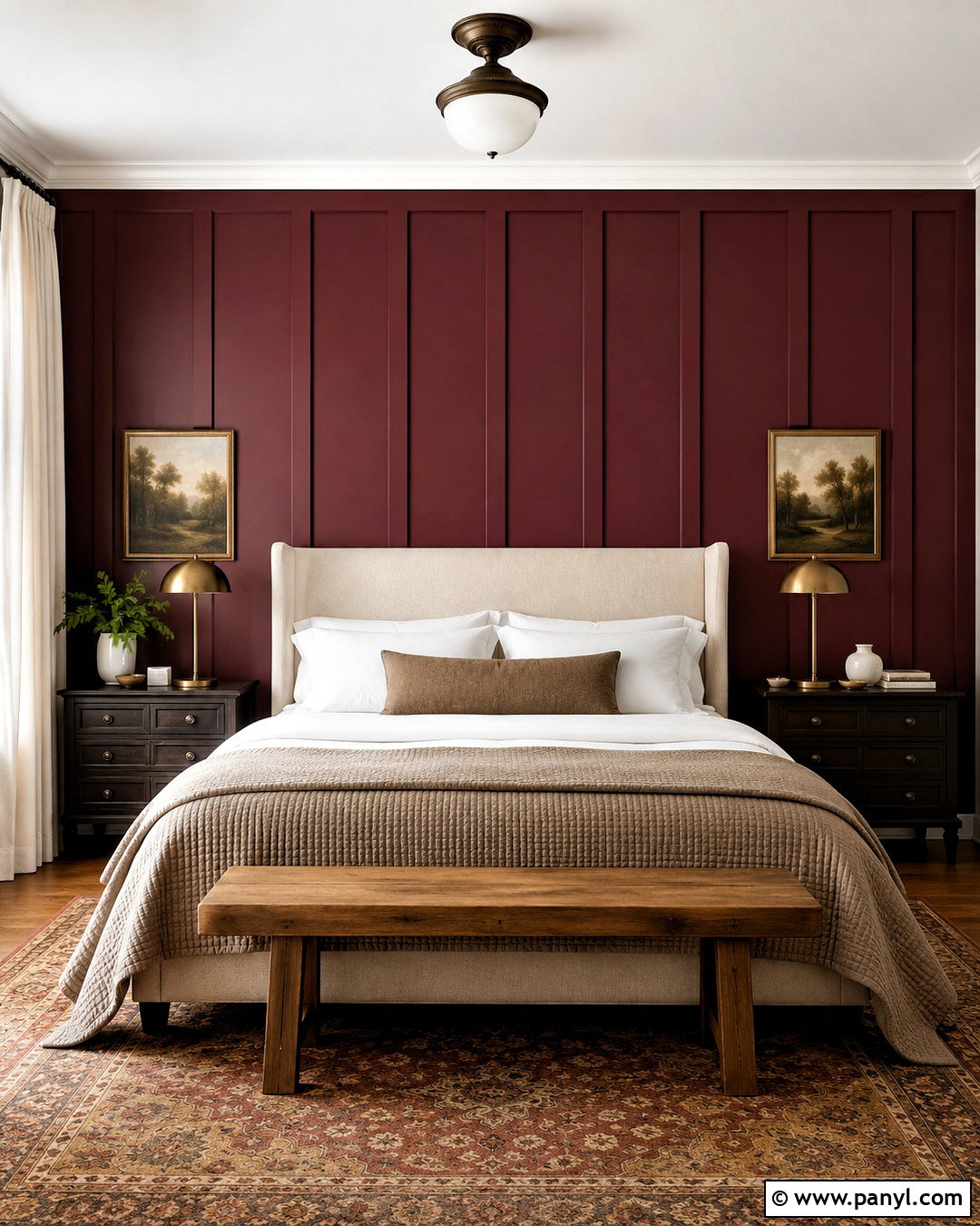 Burgundy Board And Batten Accent Wall - 20 burgundy accent wall bedroom ideas