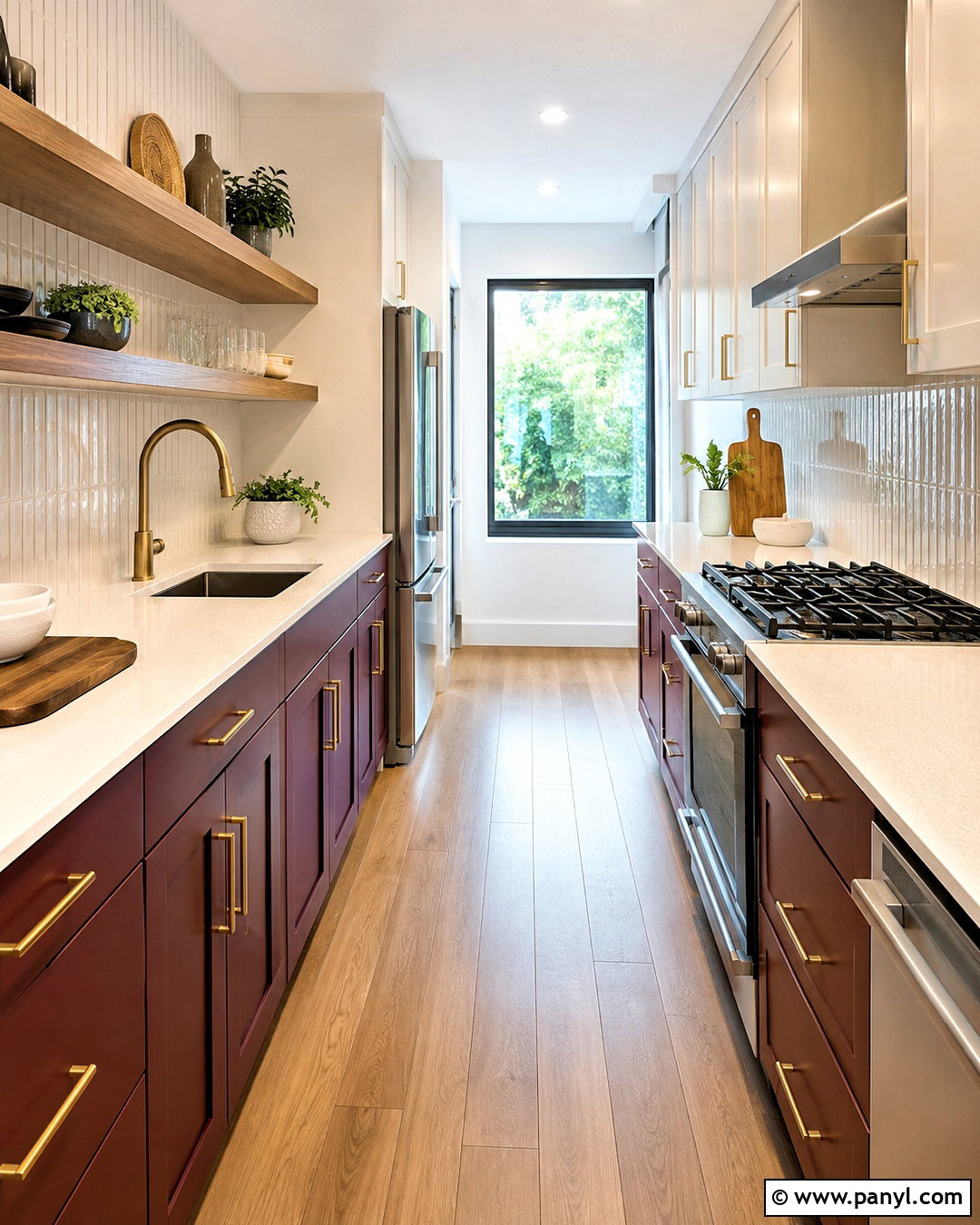Burgundy Cabinets In A Galley Kitchen - 20 burgundy kitchen cabinets