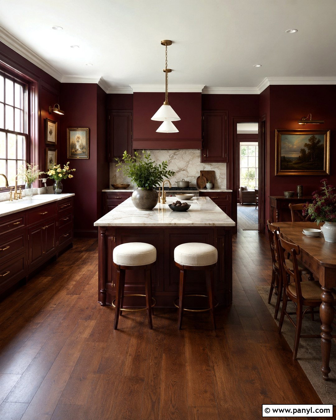 Burgundy Cabinets Matching Burgundy Walls - 20 Cabinets Matching Wall Color Ideas