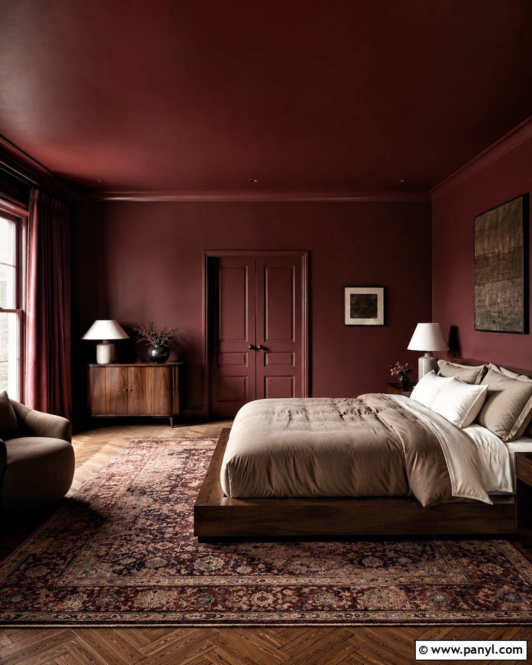 Burgundy Color Drenched Bedroom - 20 burgundy room ideas bedrooms