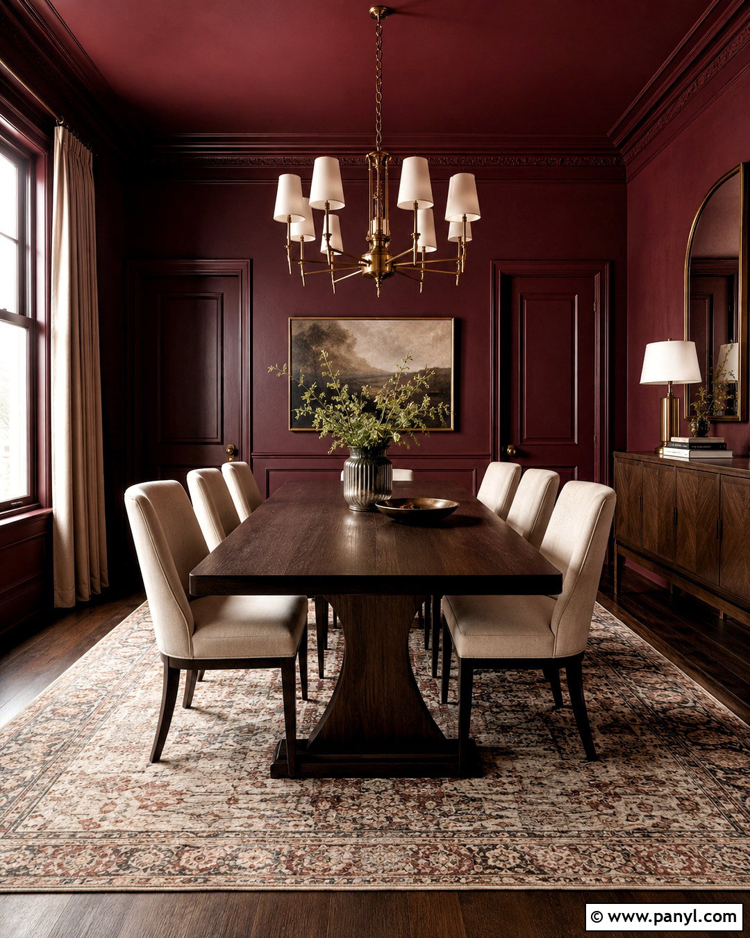 Burgundy Color Drenched Dining Room - 20 paint room red ideas