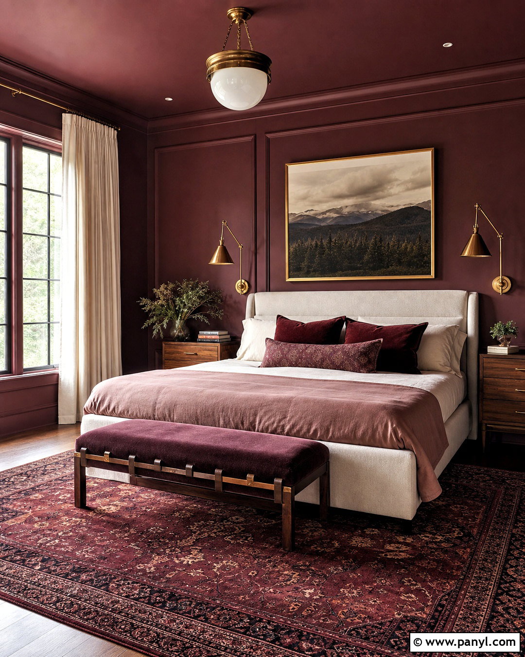 Burgundy Color Drenched Room - 20 room ideas aesthetic ideas