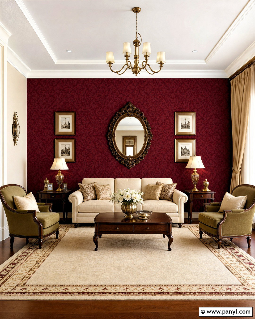 Burgundy Damask Royale Play Hall - 20 royal play asian paints design for hall ideas