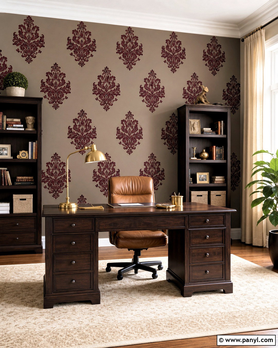 Burgundy Damask Wall Decal Home Office - 20 red damask wall decal ideas