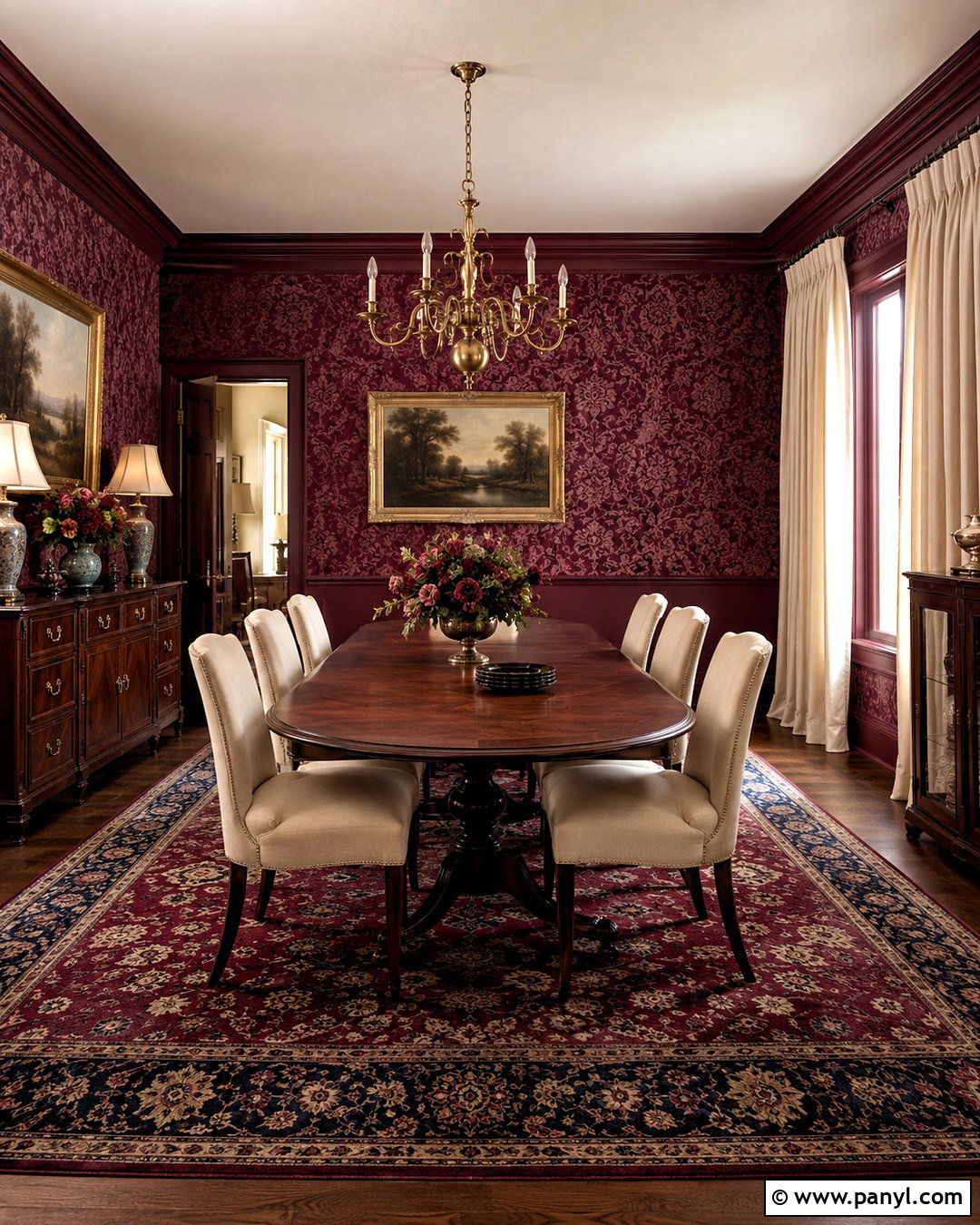 Burgundy Damask Wallpaper - 40 Wallpaper Colour Ideas