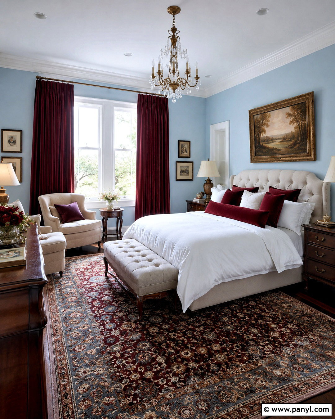 Burgundy Decor With Light Blue Walls - 20 What Goes With Light Blue Walls