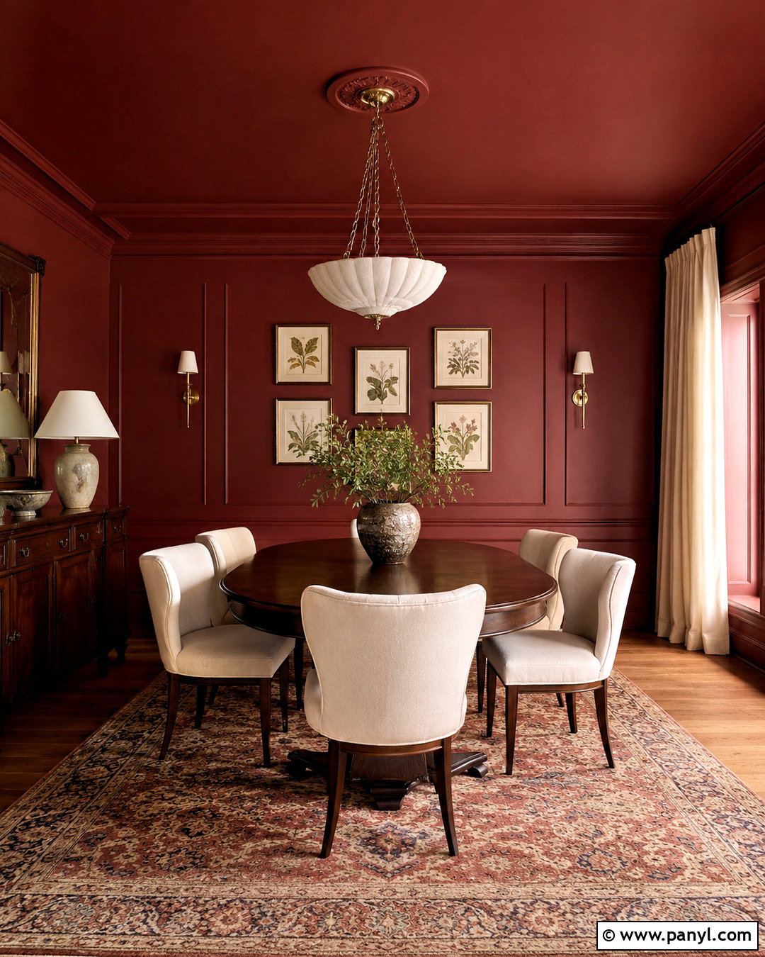 Burgundy Dining Room - 20 dark painted rooms