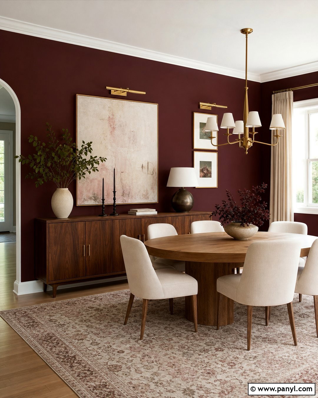 Burgundy Dining Room Feature Wall - 30 Feature Wall Paint Ideas