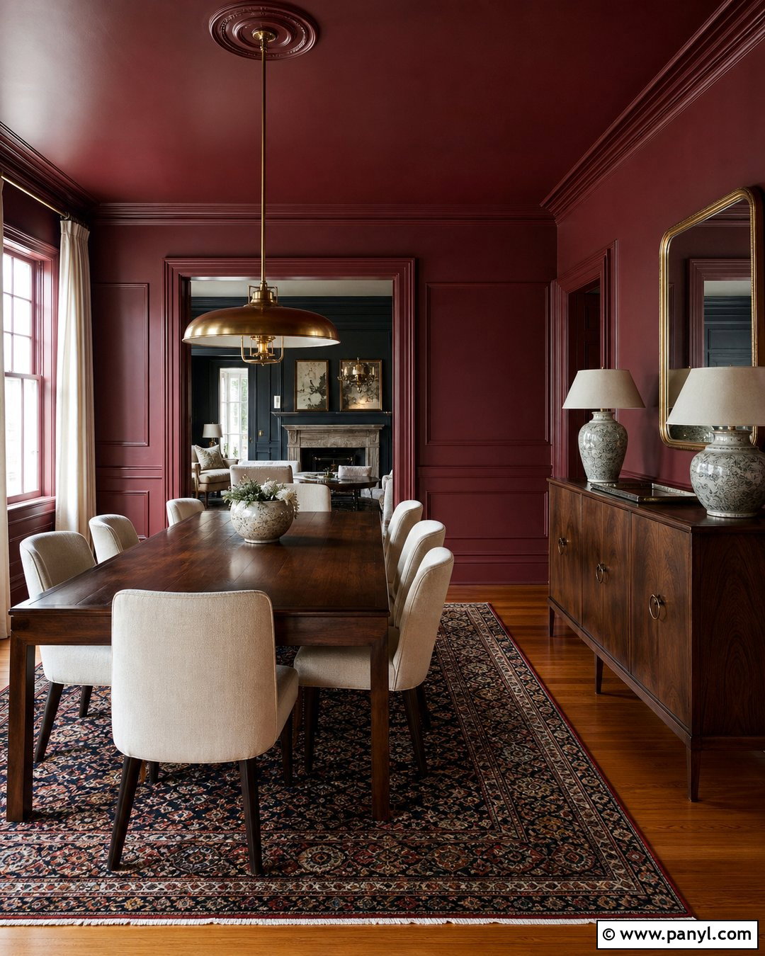 Burgundy Dining Room Walls And Trim - 25 Same Color Trim And Walls