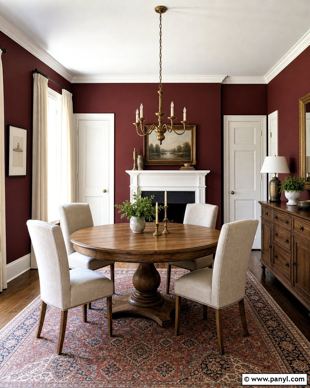 Burgundy Dining Room Walls With White Trim - 20 dark walls white trim ideas