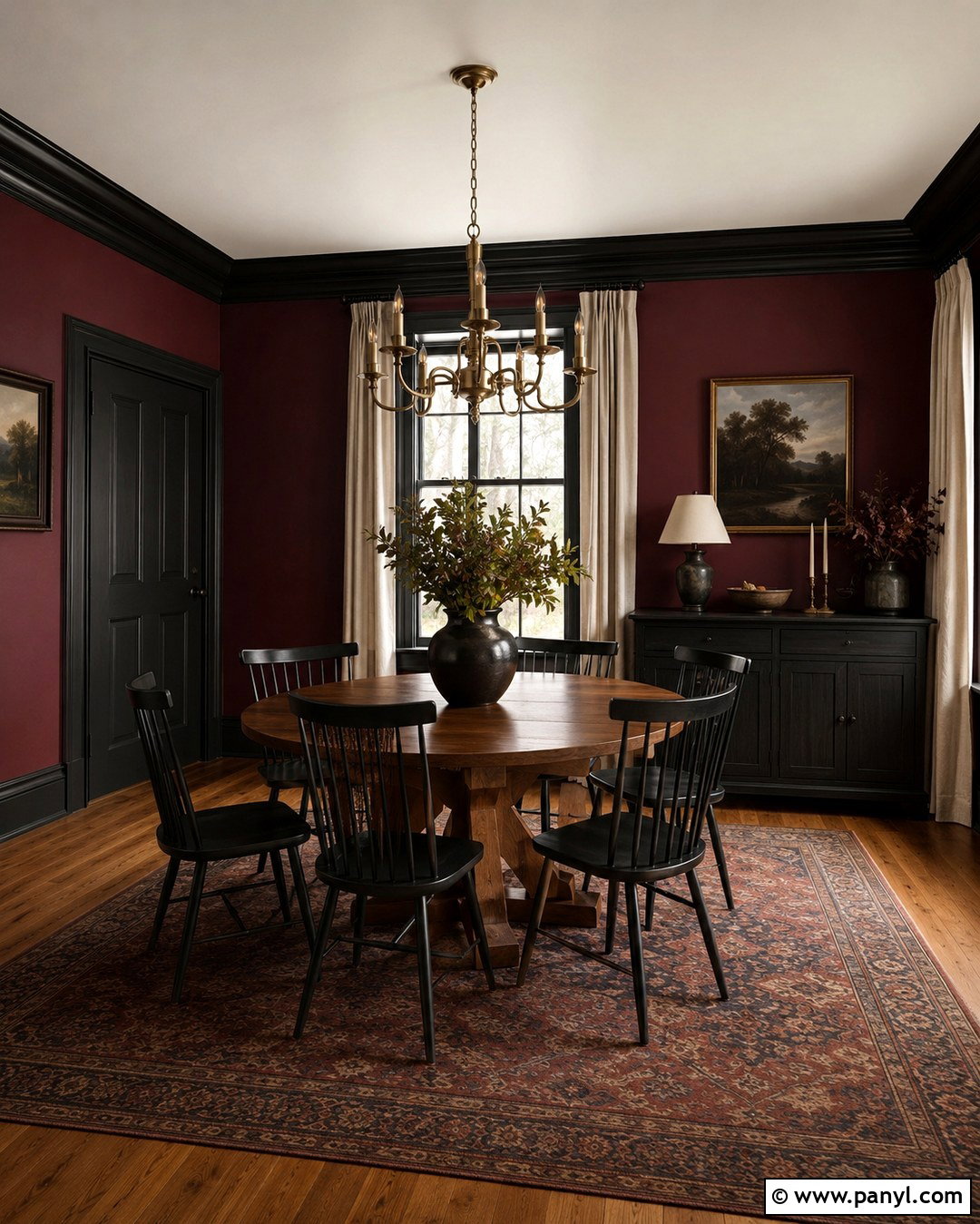 Burgundy Dining Room With Black Trim - 20 Burgundy Walls With Black Trim Ideas