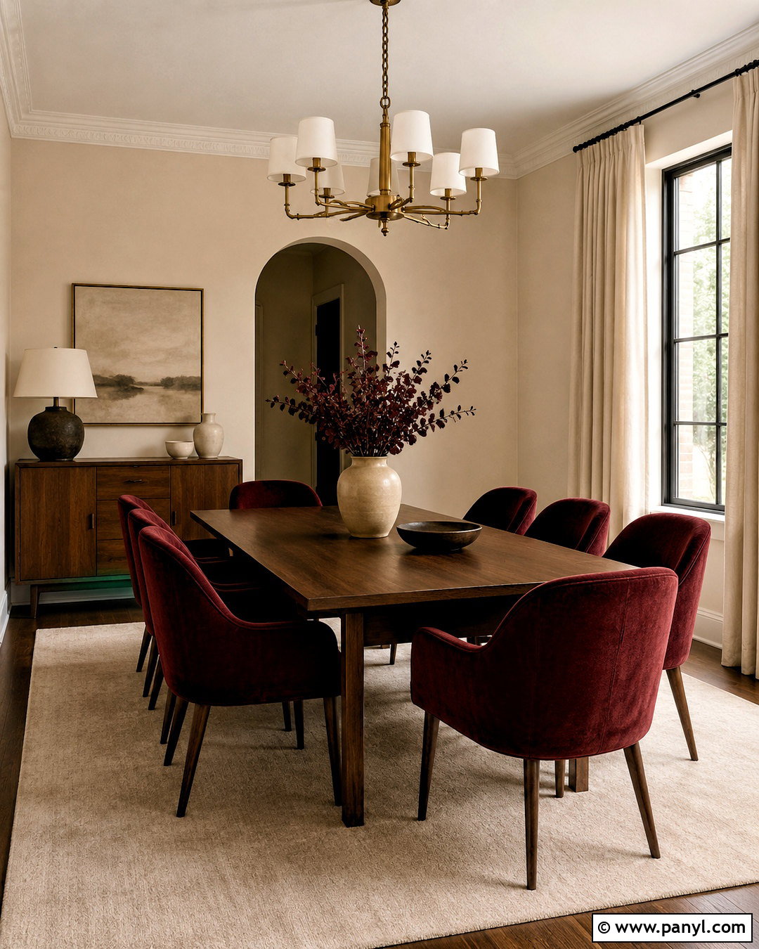Burgundy Dining Room With Cream Walls - 20 burgundy dining room ideas