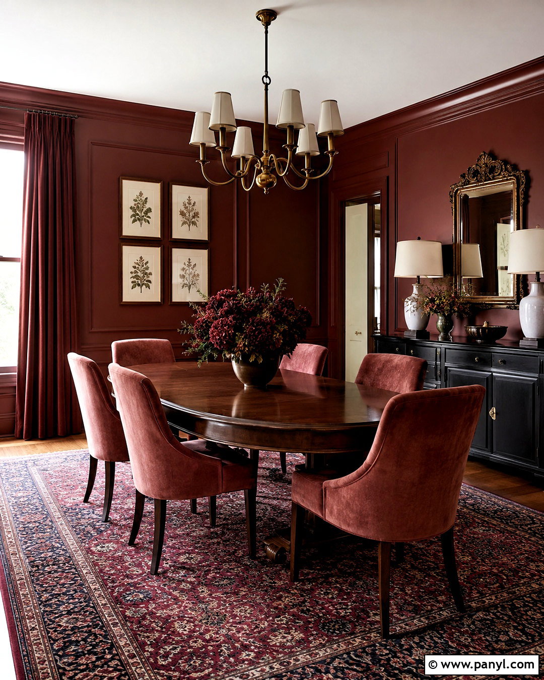 Burgundy Dining Room - 20 dark moody interior design ideas