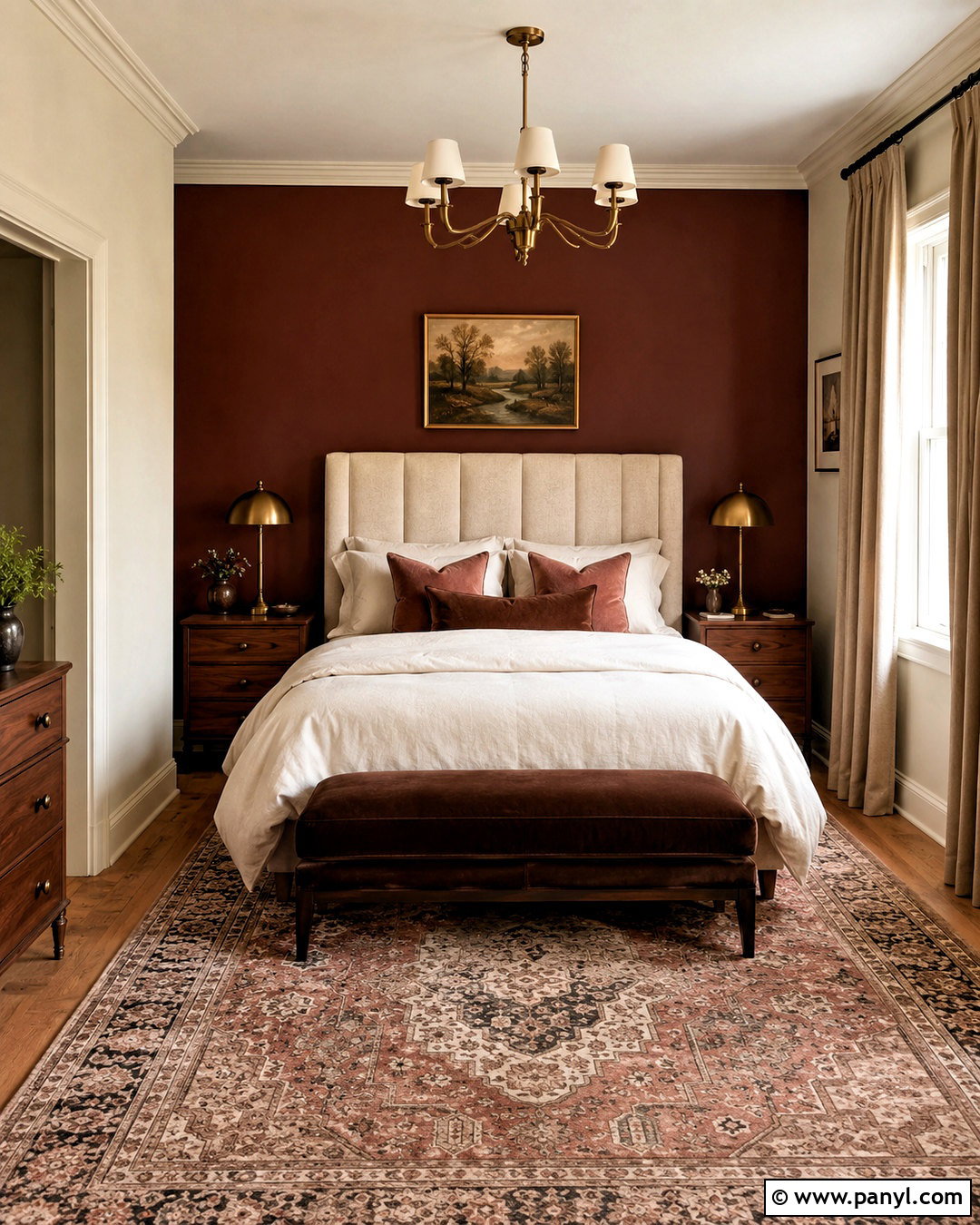 Burgundy Feature Wall Bedroom - 20 dark feature wall bedroom ideas