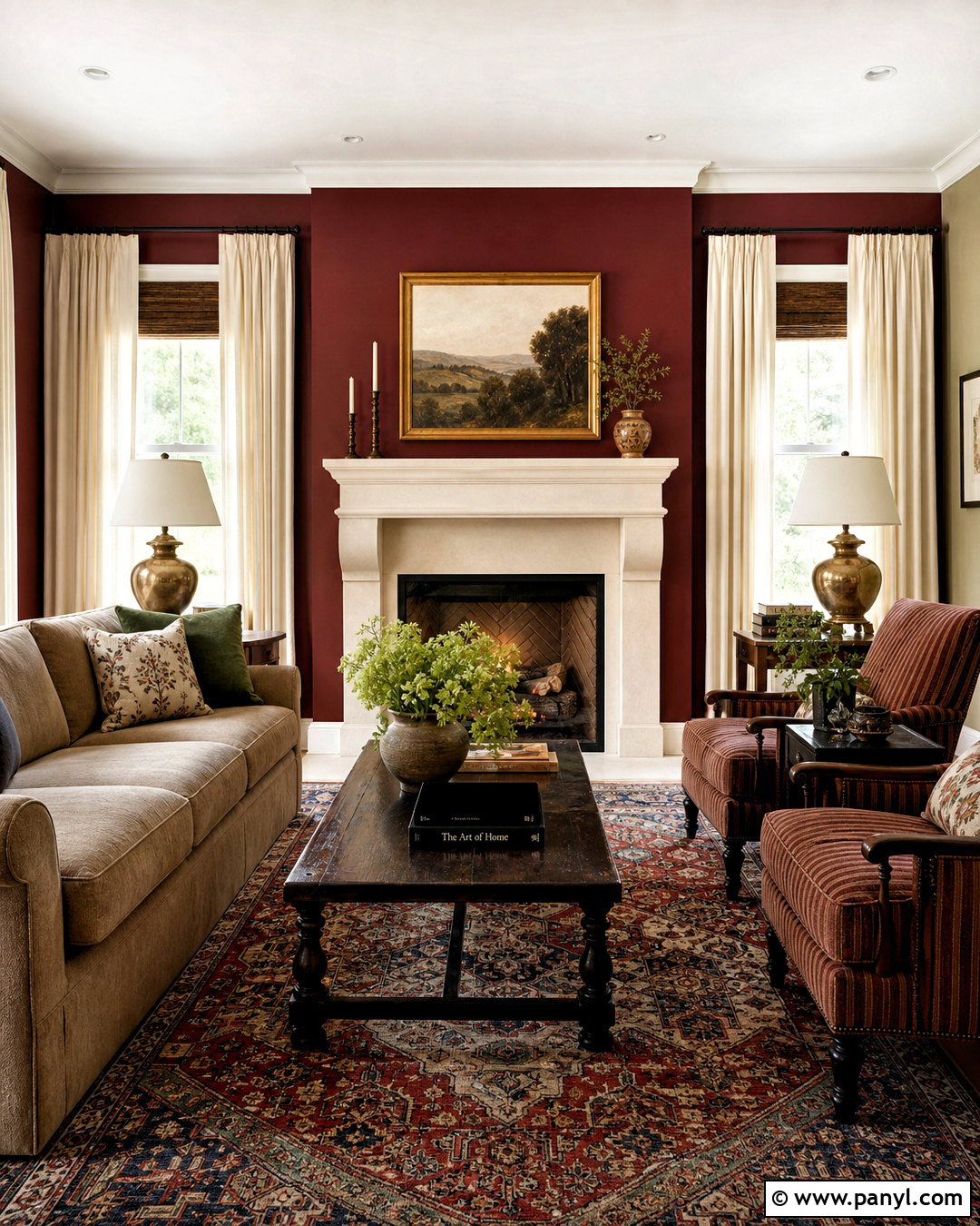 Burgundy Fireplace Accent Wall - 20 accent walls in living room ideas paint ideas