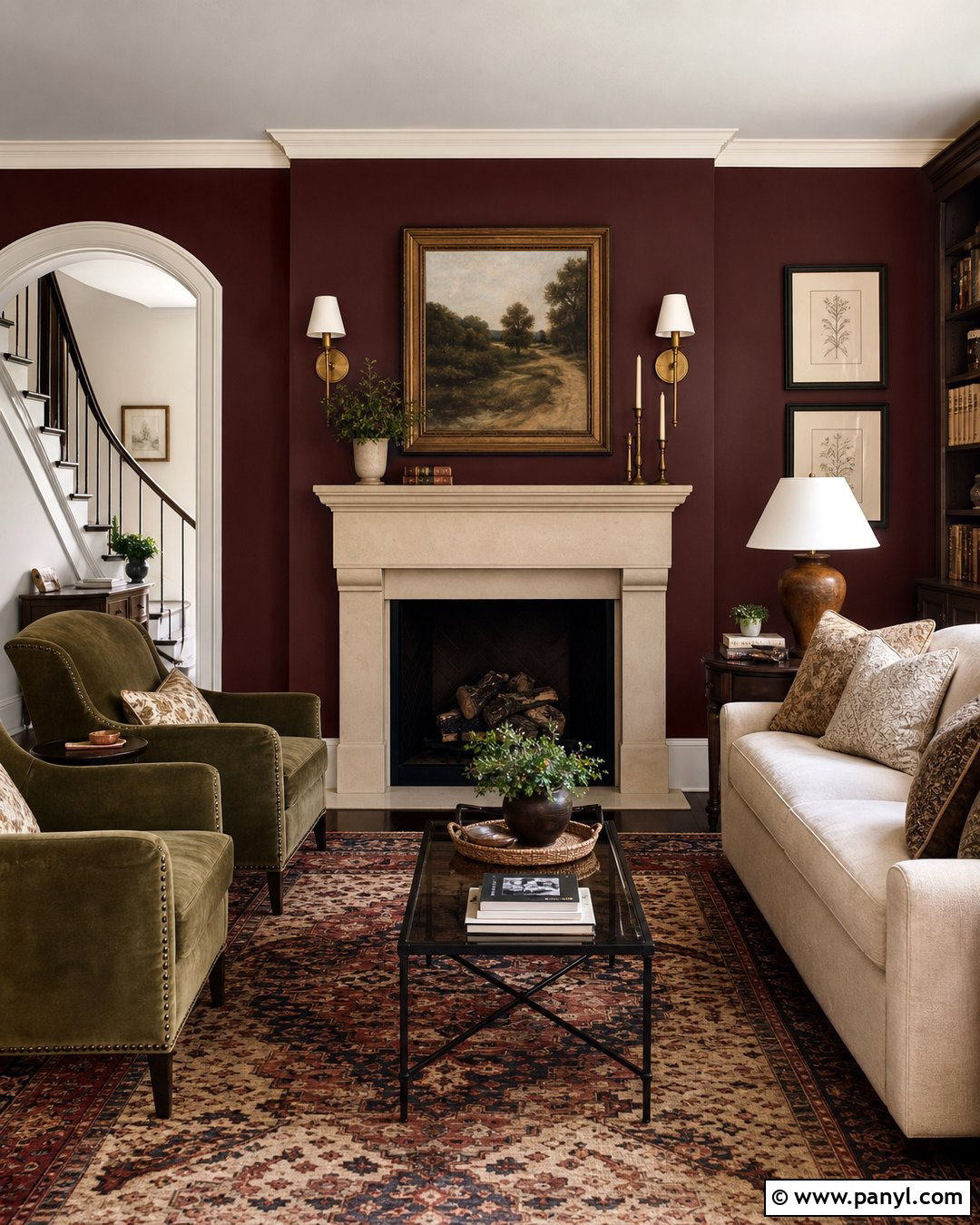 Burgundy Fireplace Wall - 25 Fireplace Wall Paint Ideas