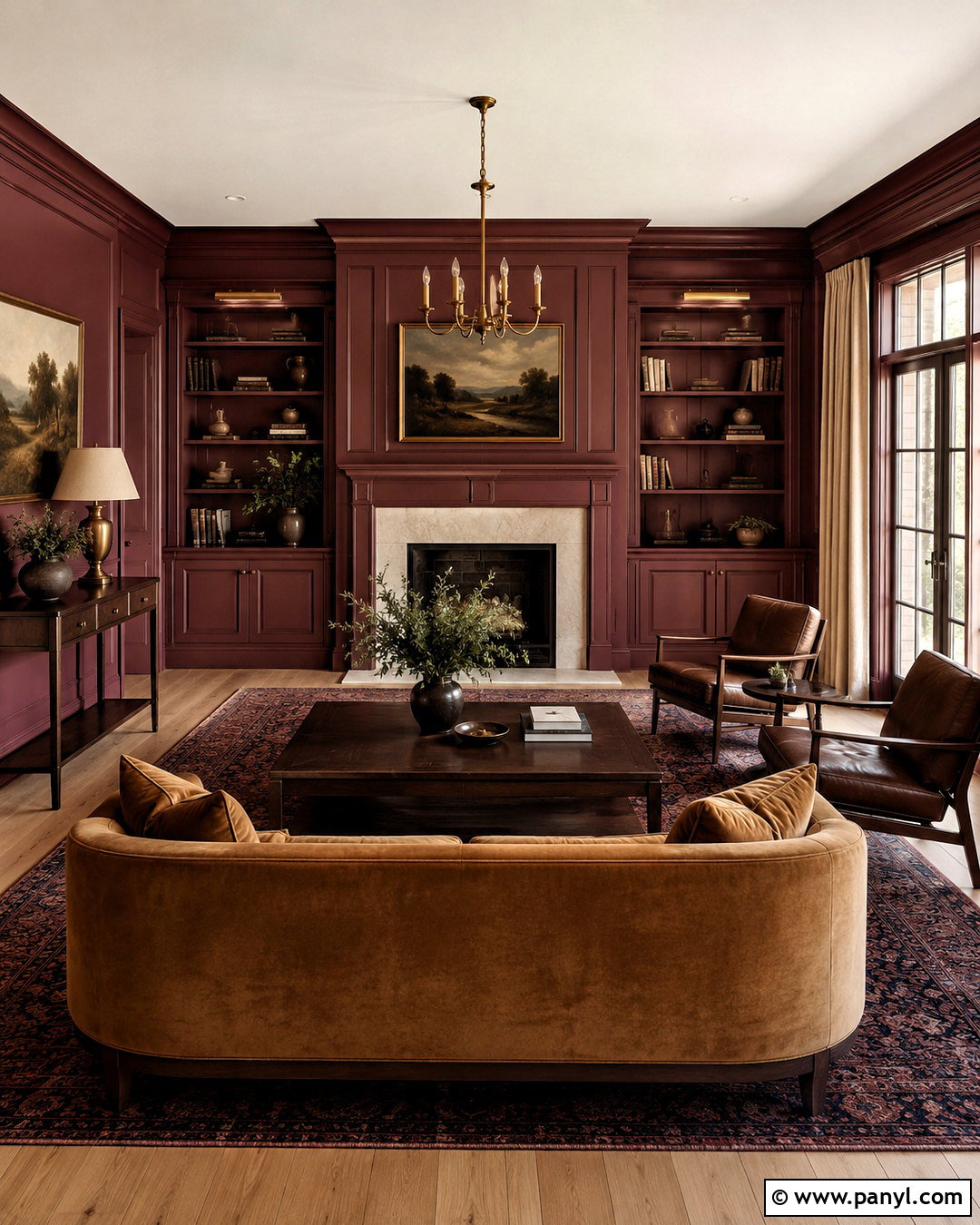 Burgundy Fireplace Wall - 20 moody fireplace ideas